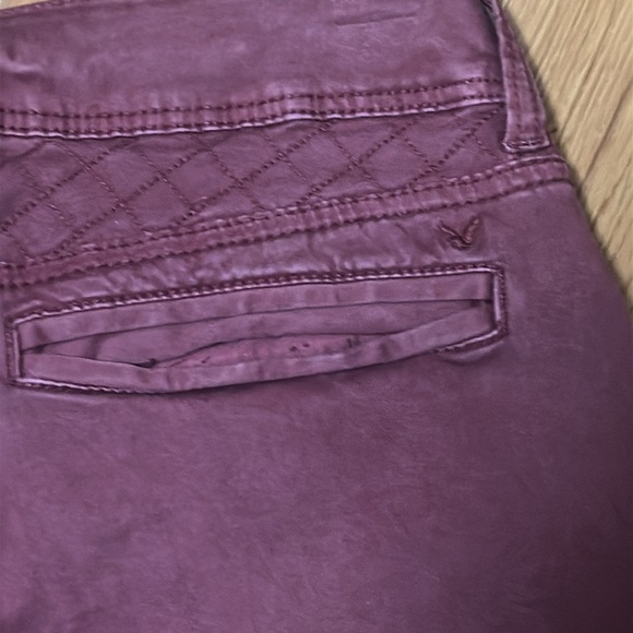 American Eagle Outfitters Maroon Pants Skinny Cropped Stretch Pants Burgundy 6 - Picture 8 of 10